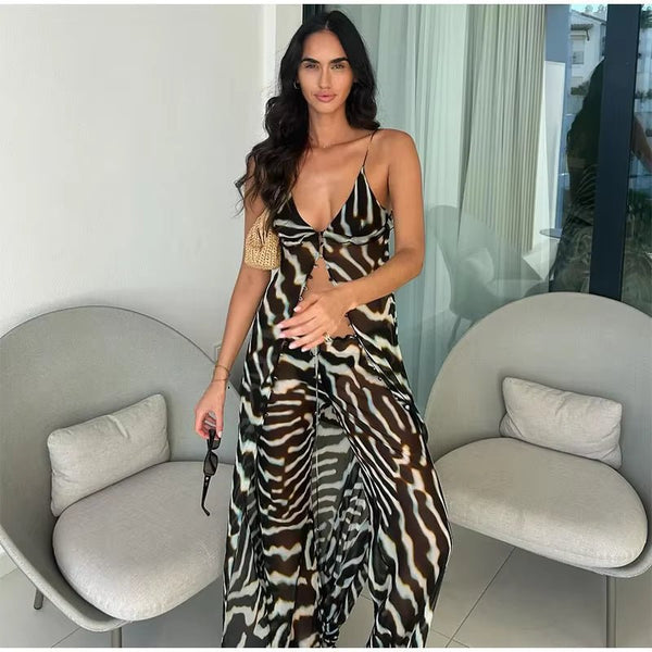 Bianca Zebra Tunic Top and Trouser Set