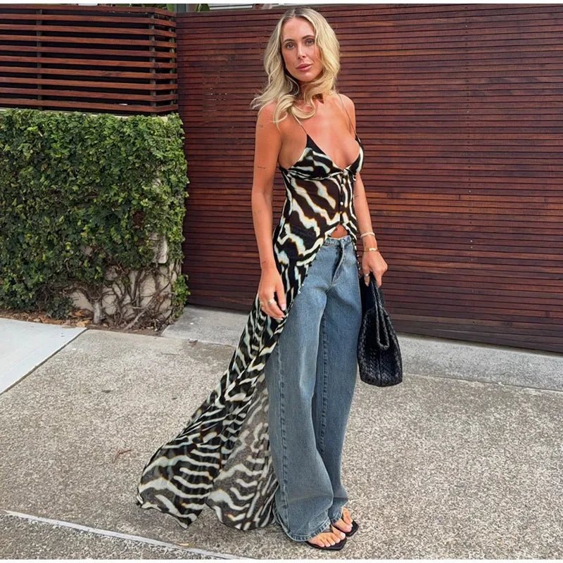 Conjunto de túnica e calças com padrão de zebra Bianca