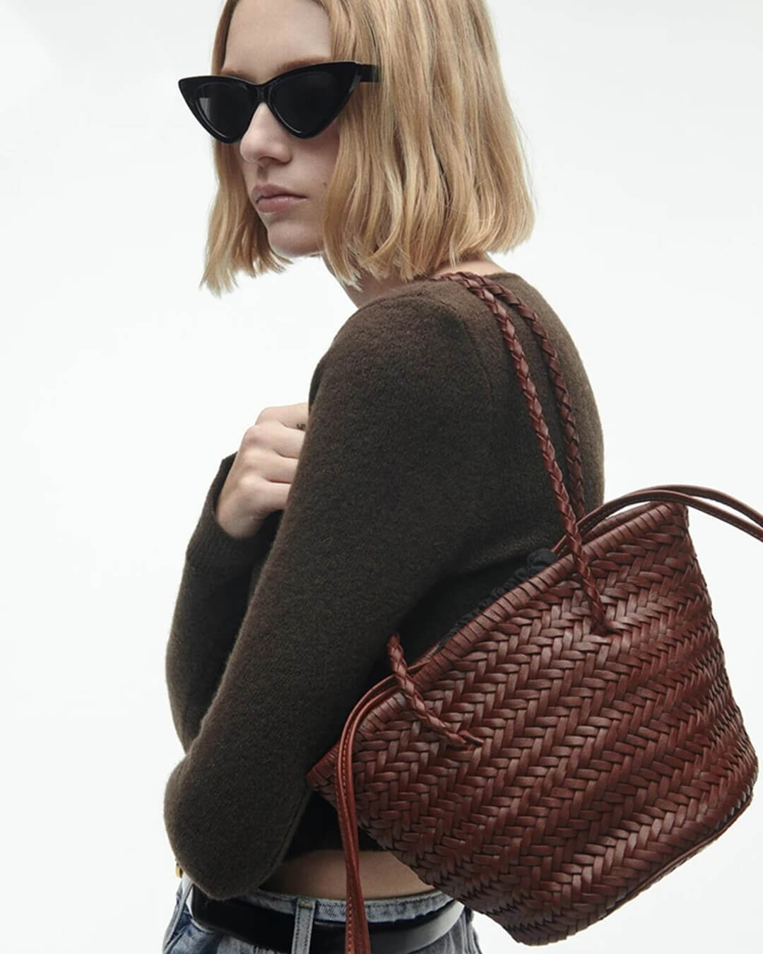 Blair flettet bucket-skuldertaske