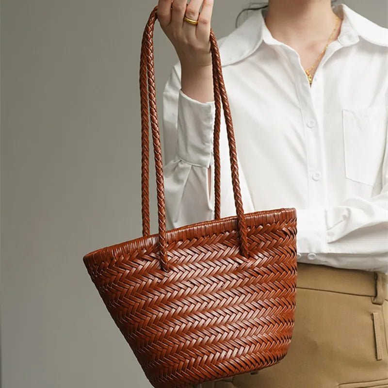 Blair flettet bucket-skuldertaske