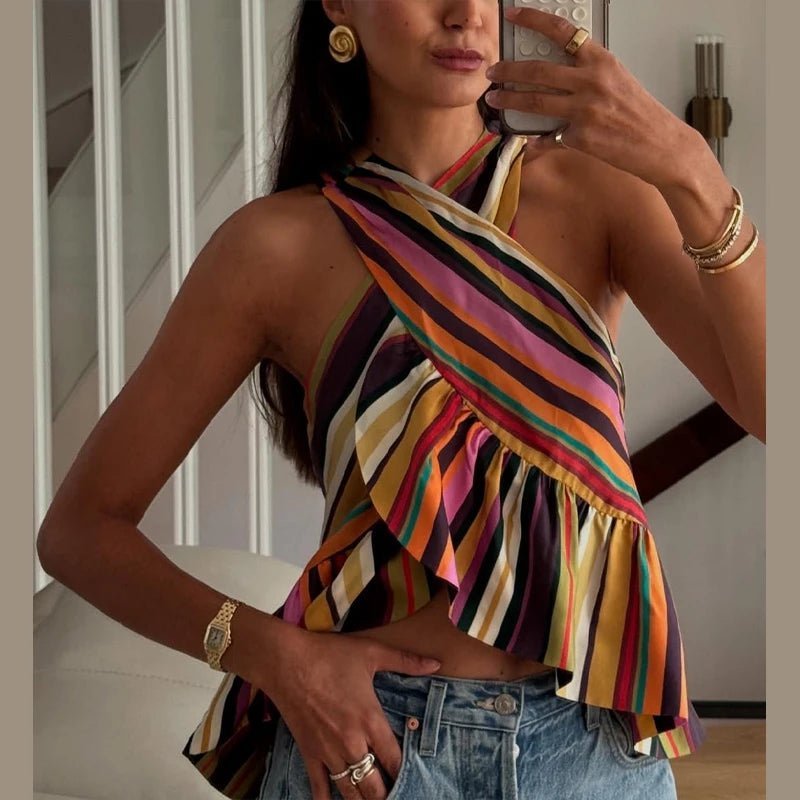 Ριγέ halter τοπ Briana