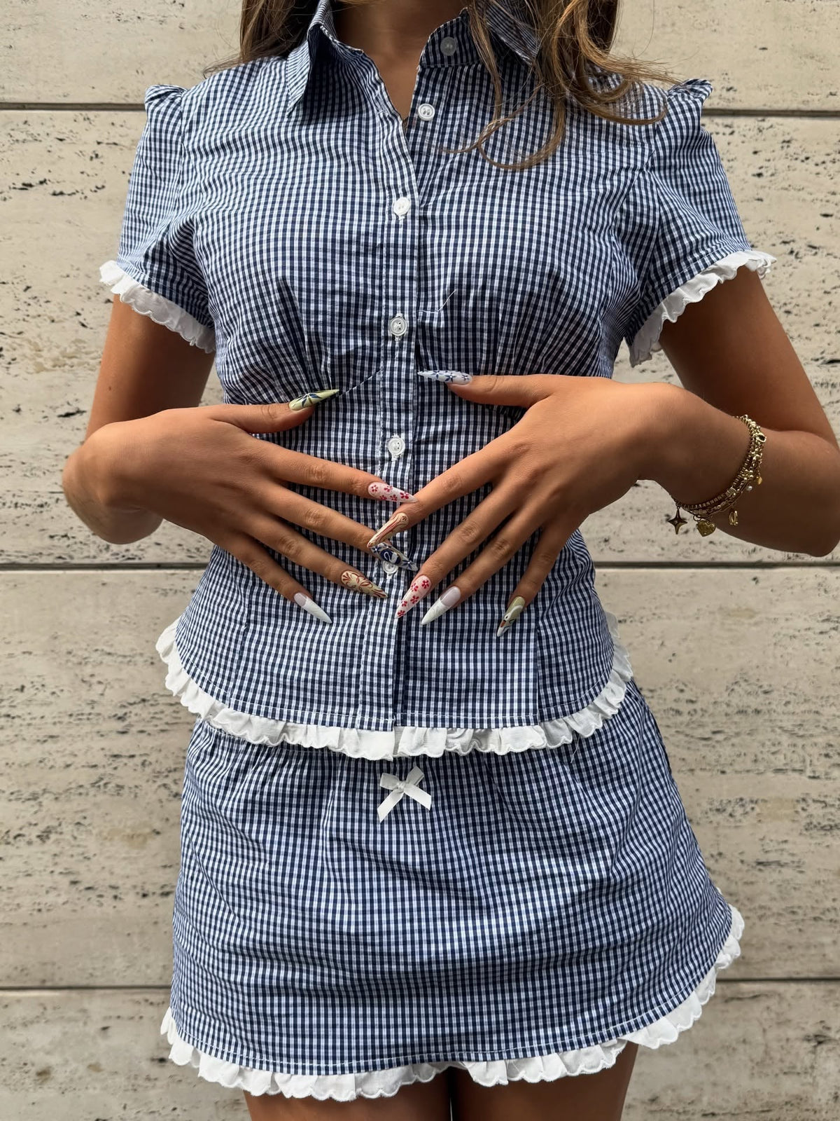 Ensemble short-jupe ajusté raccourci Brianna