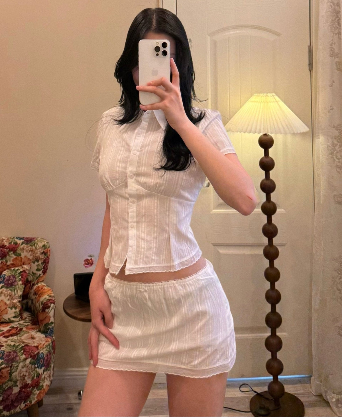Ensemble short-jupe ajusté raccourci Brianna