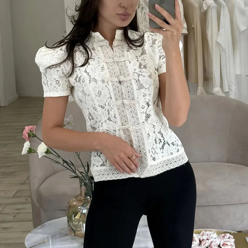Brielle cardigan med blondepatchwork