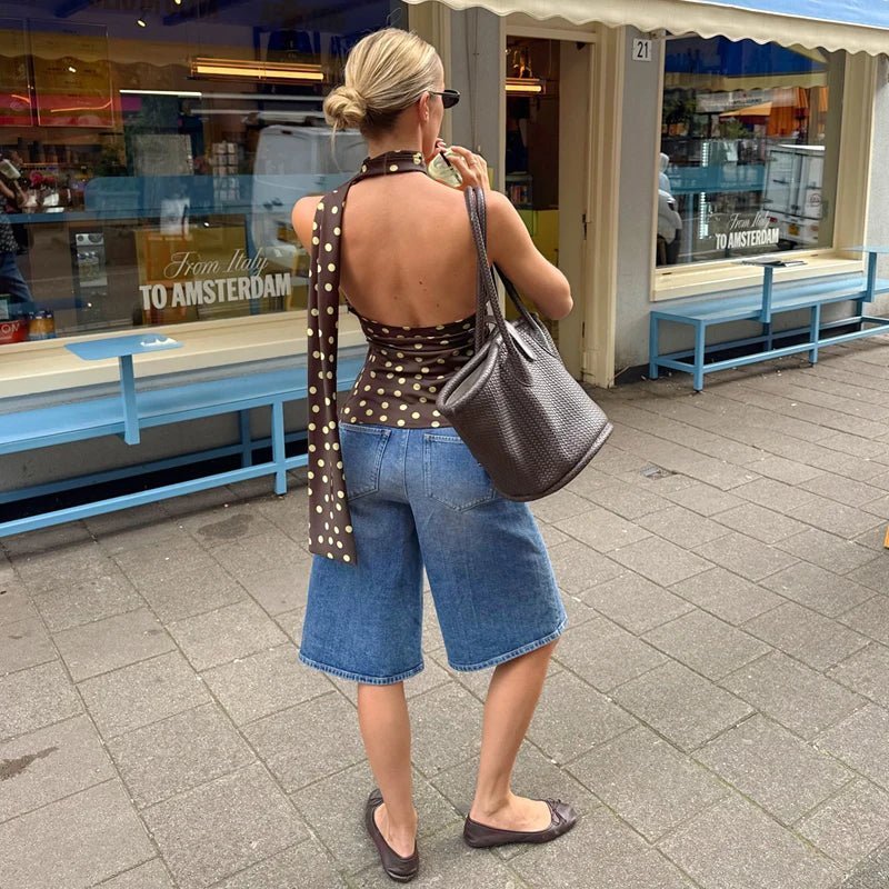 Brielle prickig halterneckblus