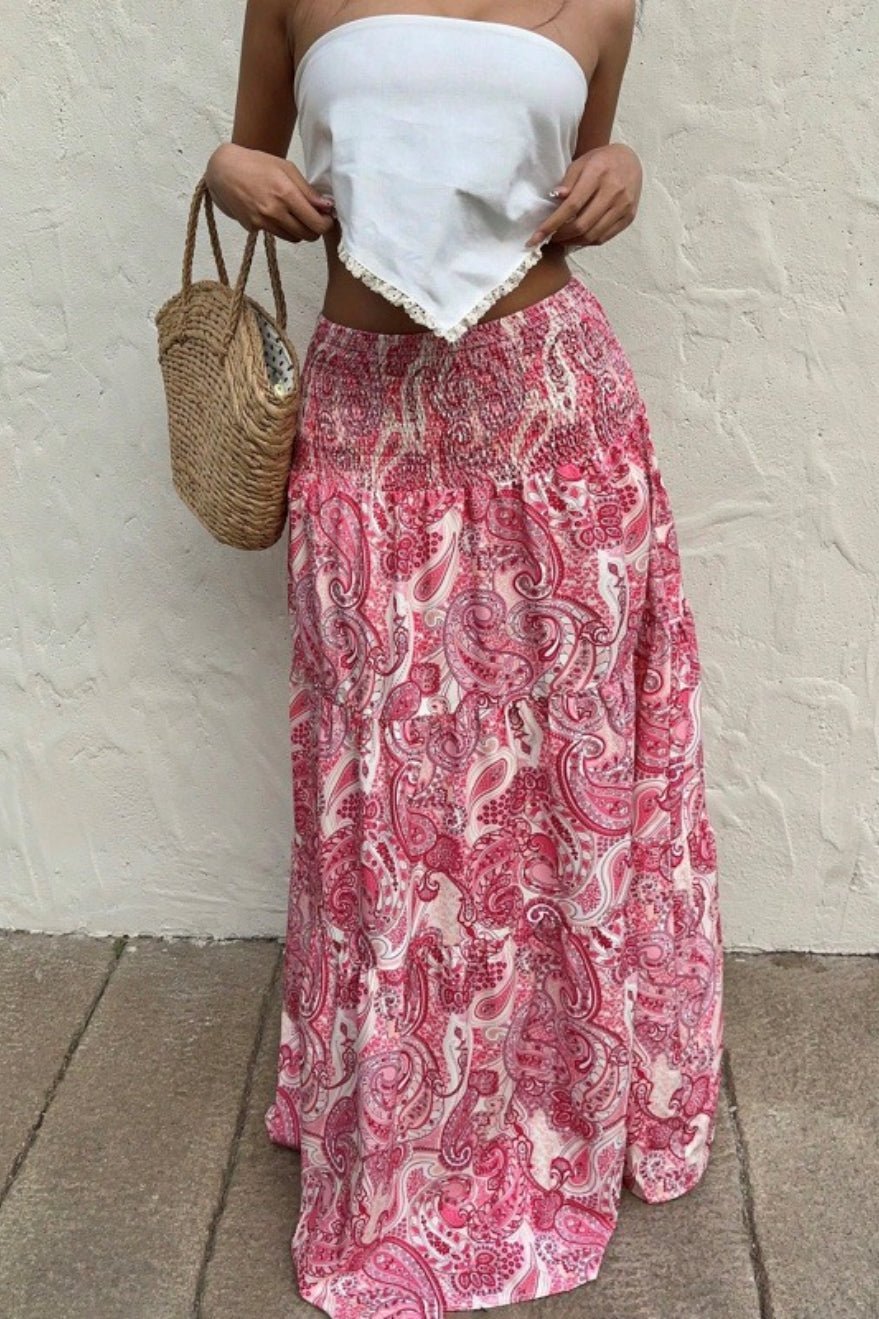 Gonna lunga paisley Brynn con vita elasticizzata