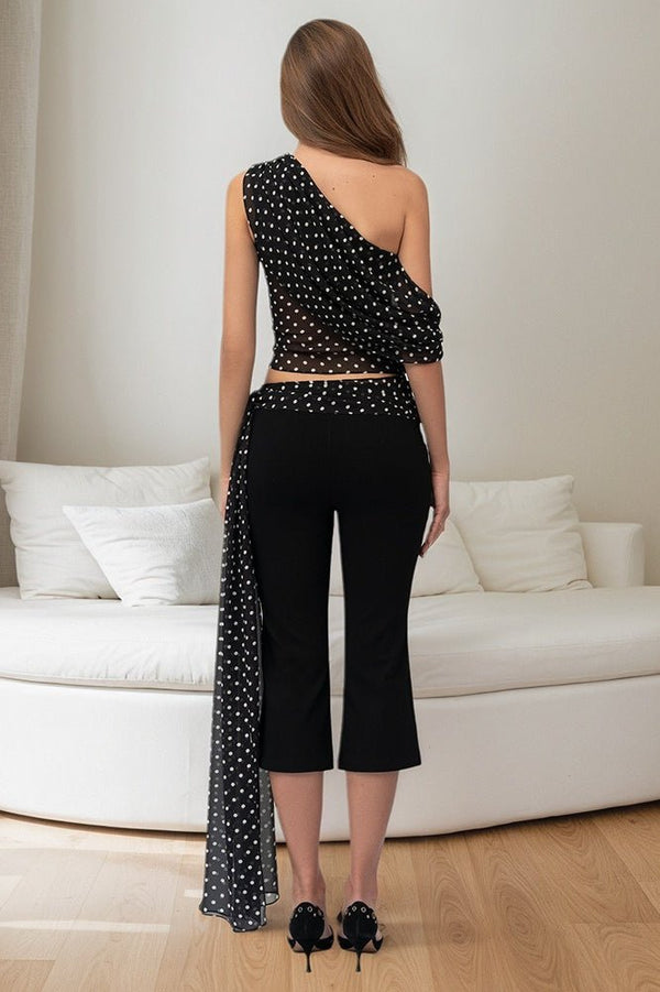 Caitriona Polka Dot One-Shoulder Set