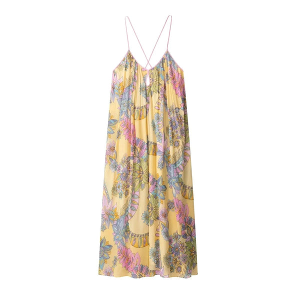 Camille cami-jurk van chiffon met bloemenprint