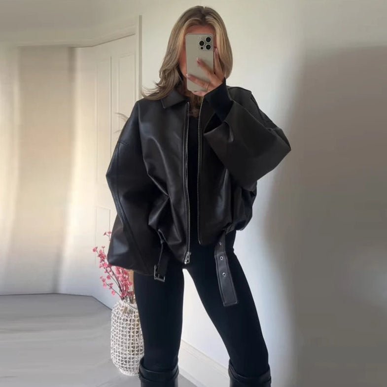 Carine skinnjacka i motorcykelstil