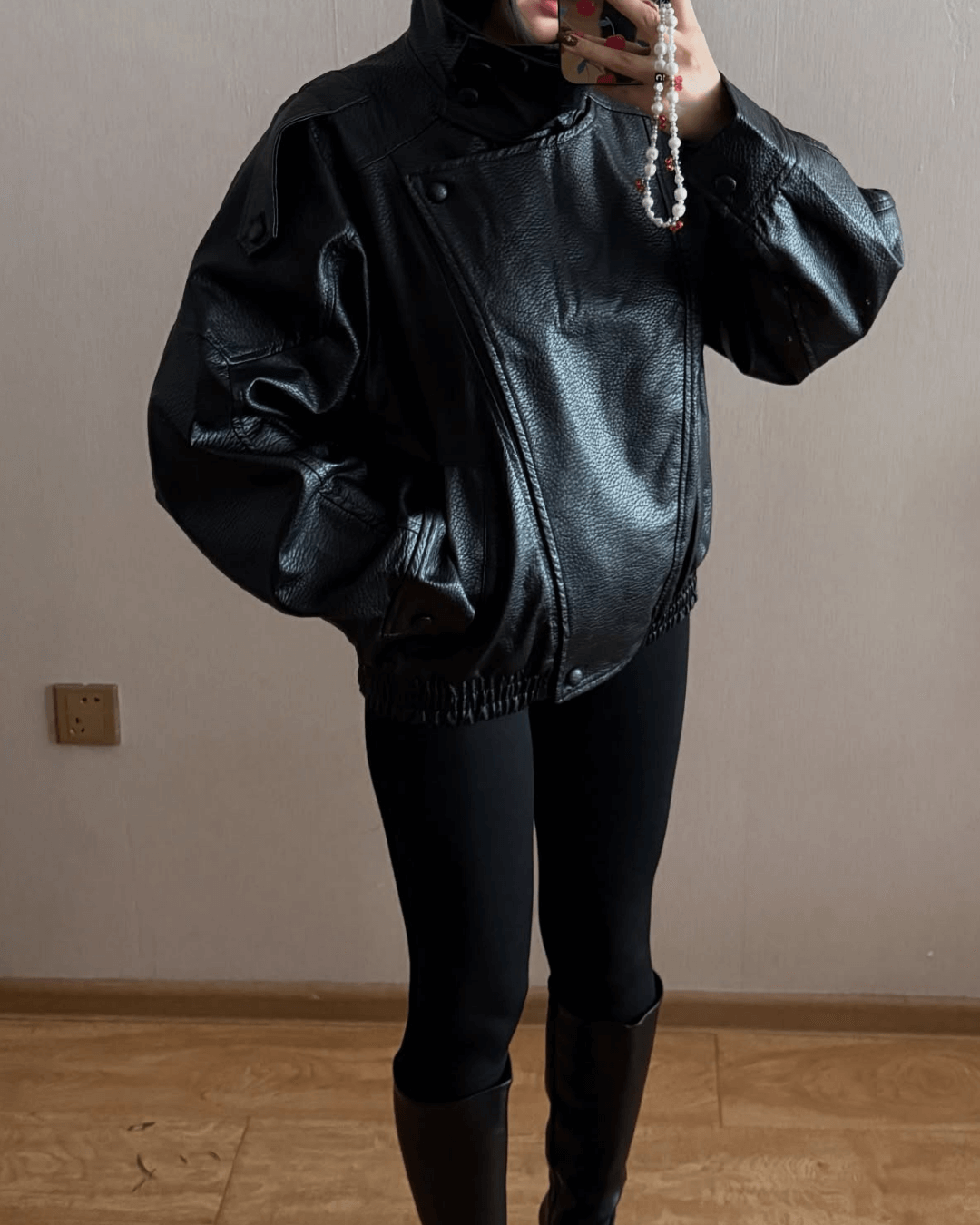 Carla asymmetrisk skinnjakke