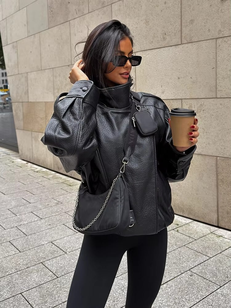Carla asymmetrisk skinnjakke