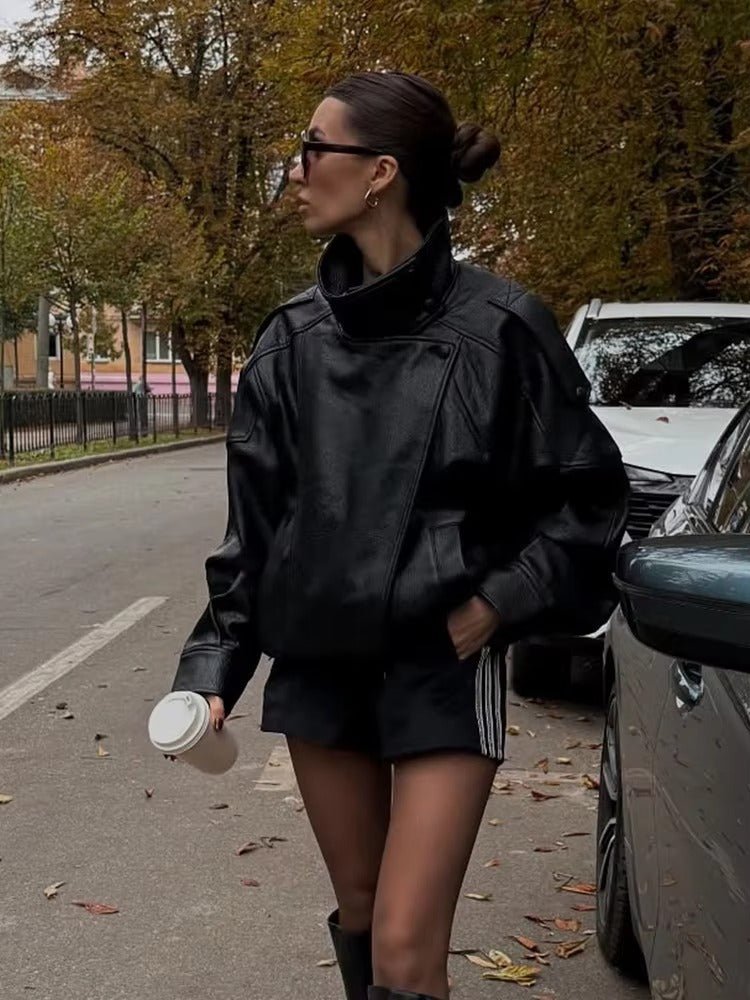 Carla asymmetrisk skinnjakke