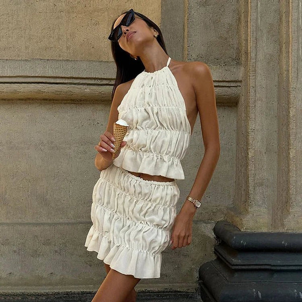 Carla Pleated Backless Two-Piece Set