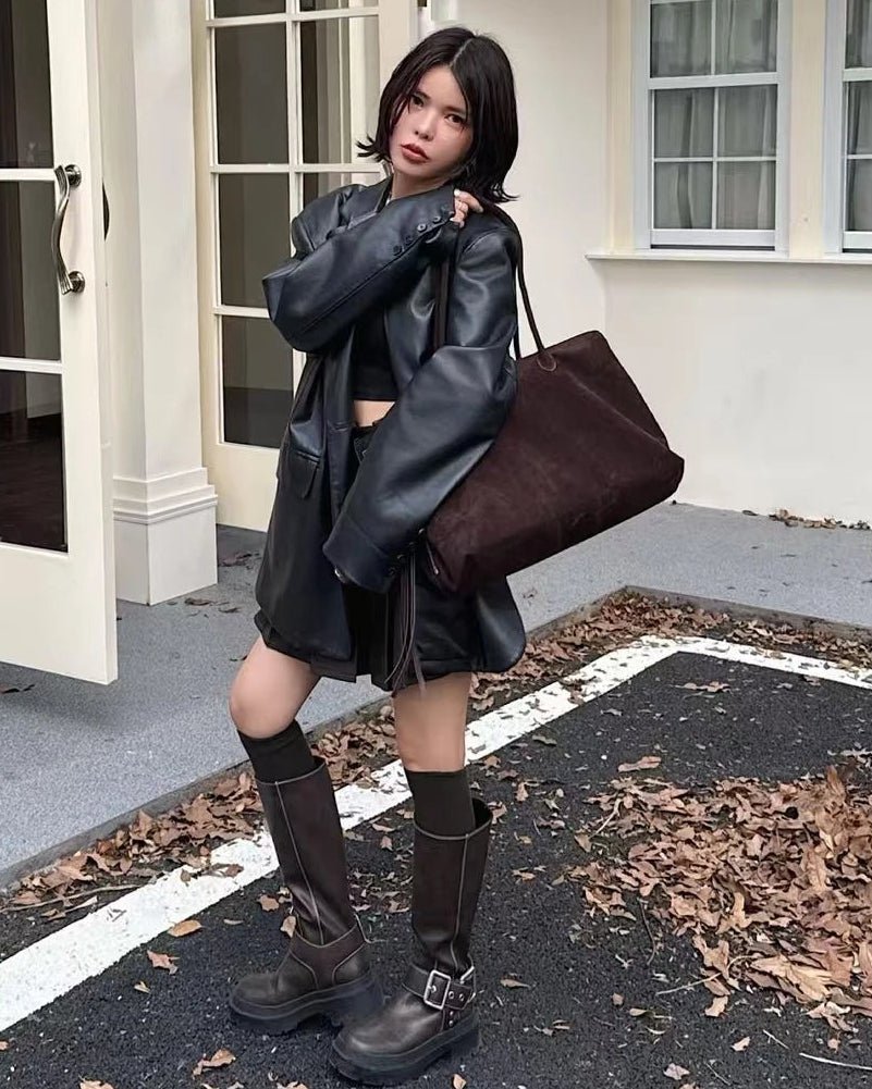 Sac cabas Carly en daim velouté