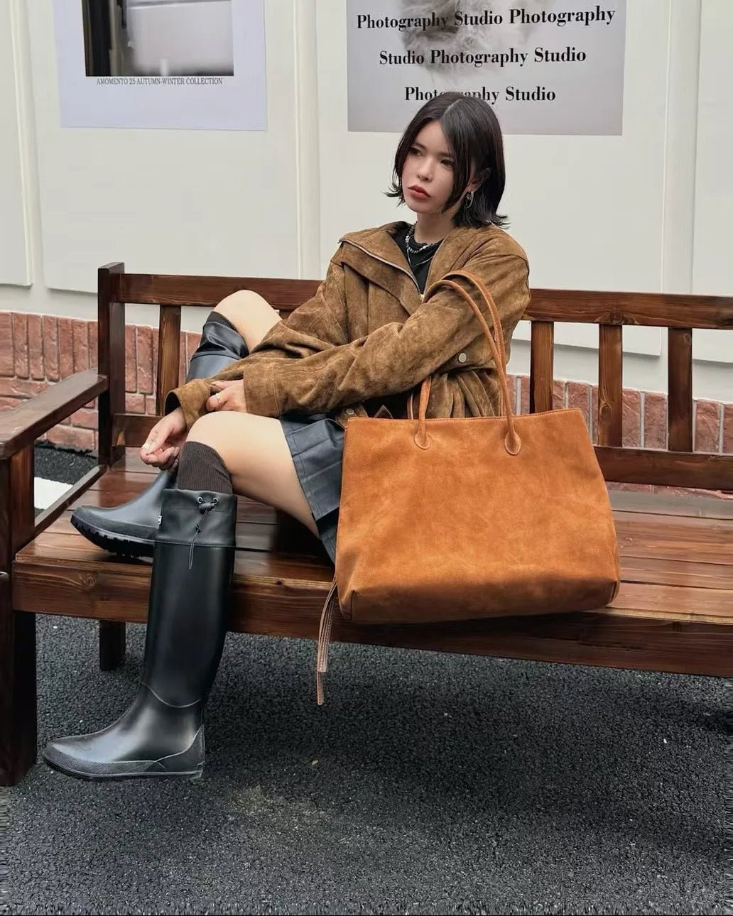 Sac cabas Carly en daim velouté