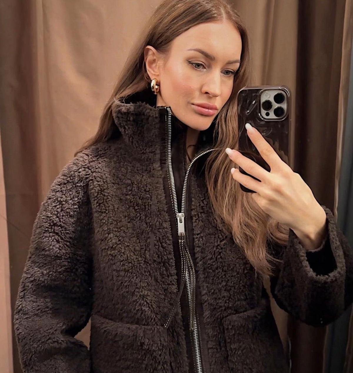 Carol Kunstpelzjacke mit Stehkragen