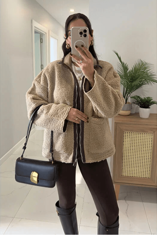 Carol Kunstpelzjacke mit Stehkragen