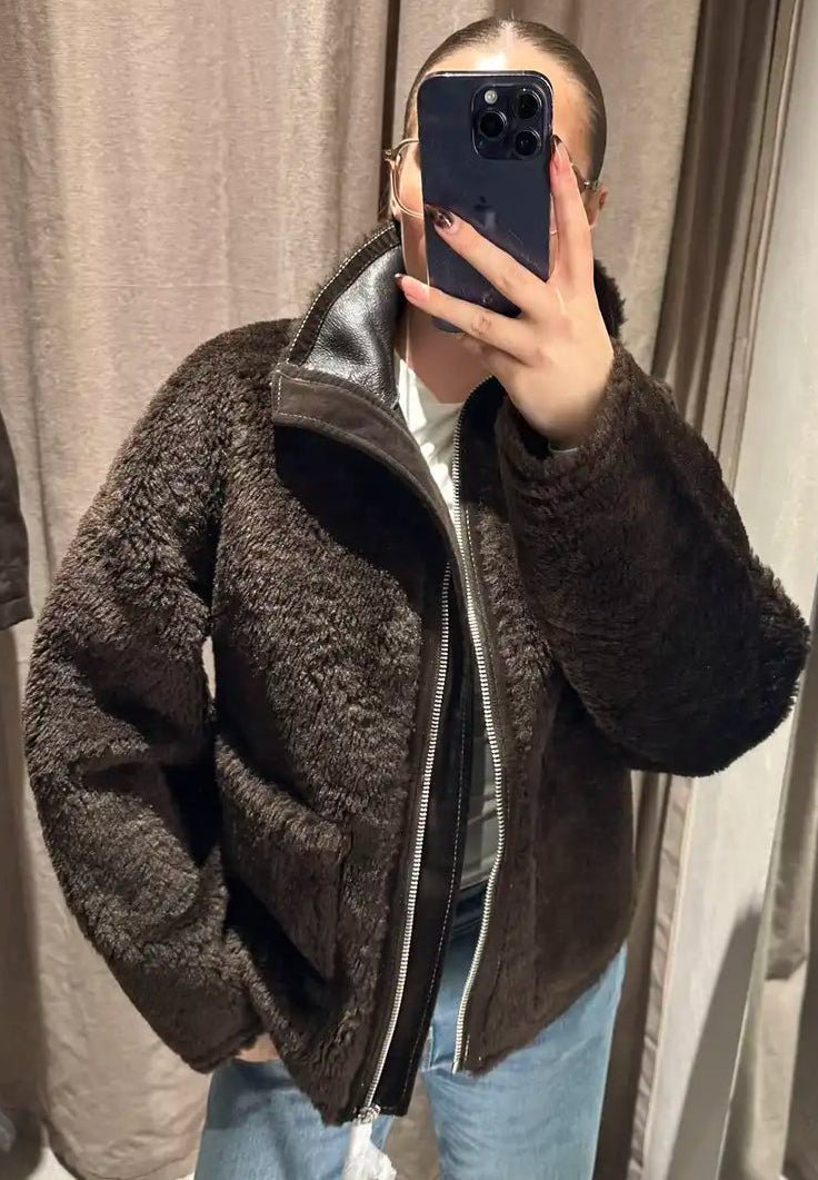 Carol Kunstpelzjacke mit Stehkragen