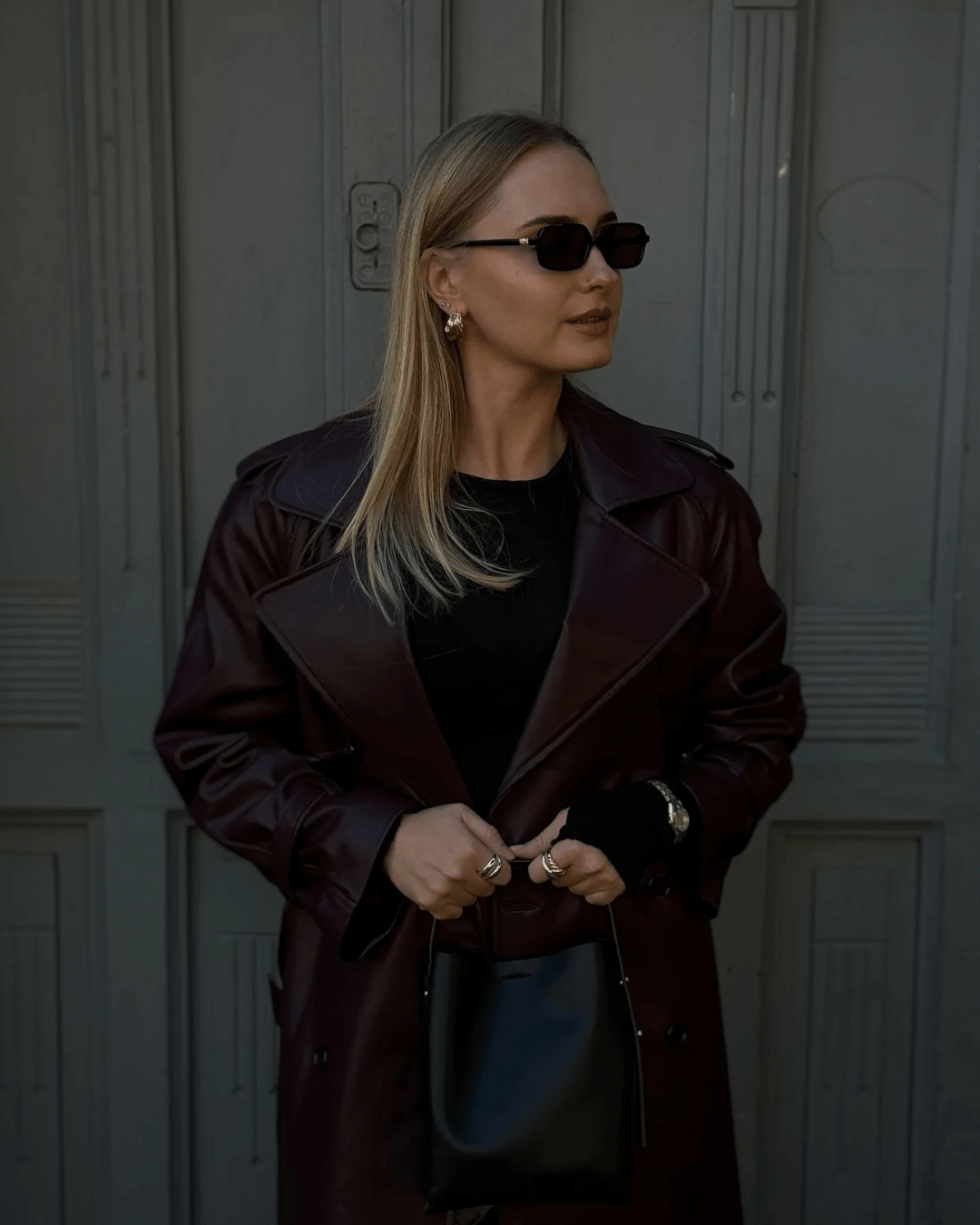 Cassy Μακρύ καμπαρντίνα από συνθετικό δέρμα