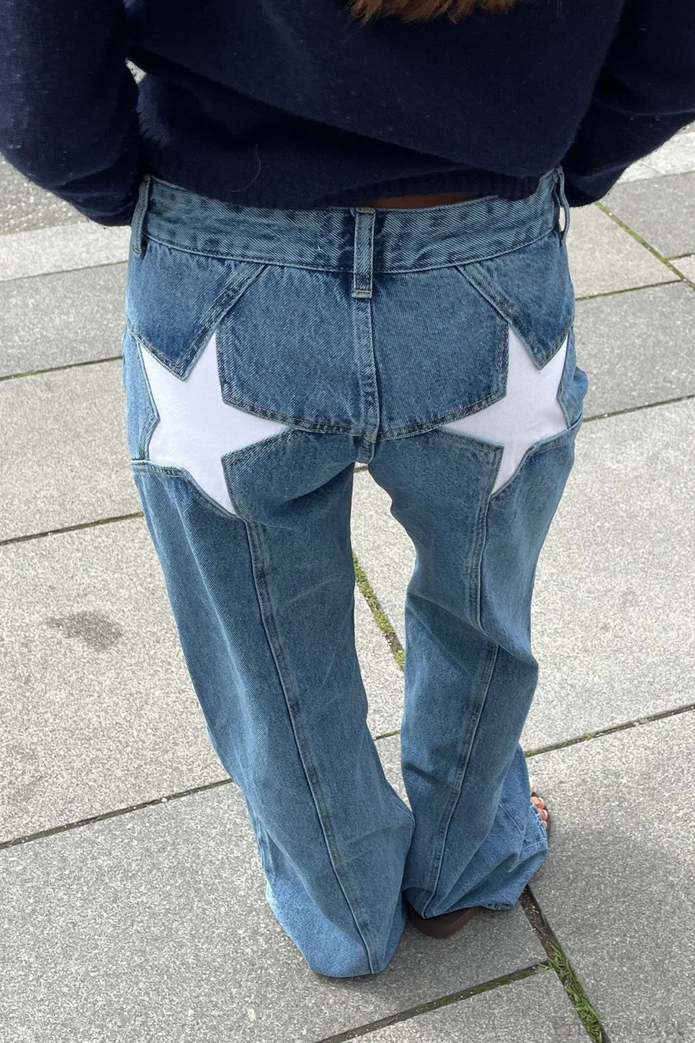 Charlize jeans met sterrenpatchwork en kleurvlakken