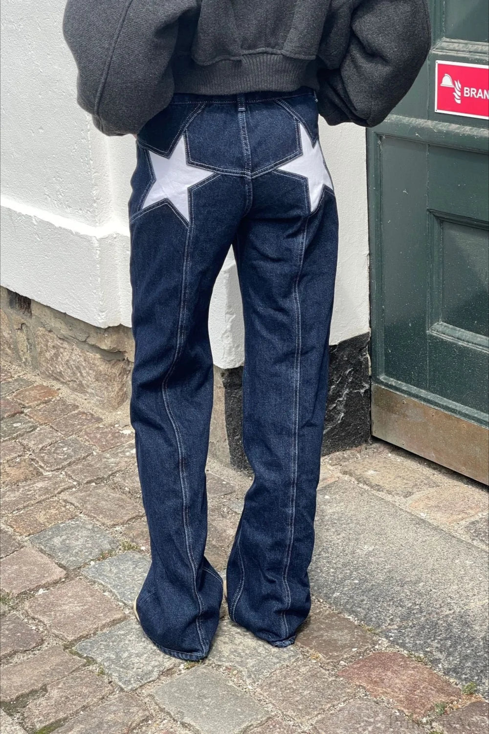 Charlize jeans met sterrenpatchwork en kleurvlakken