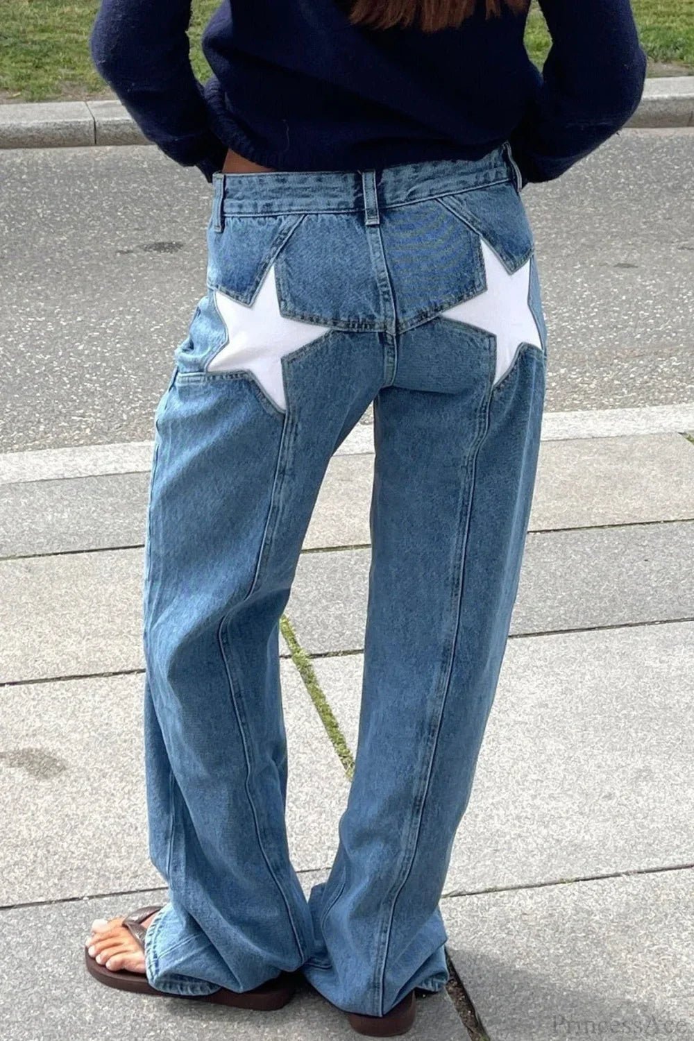 Charlize jeans met sterrenpatchwork en kleurvlakken