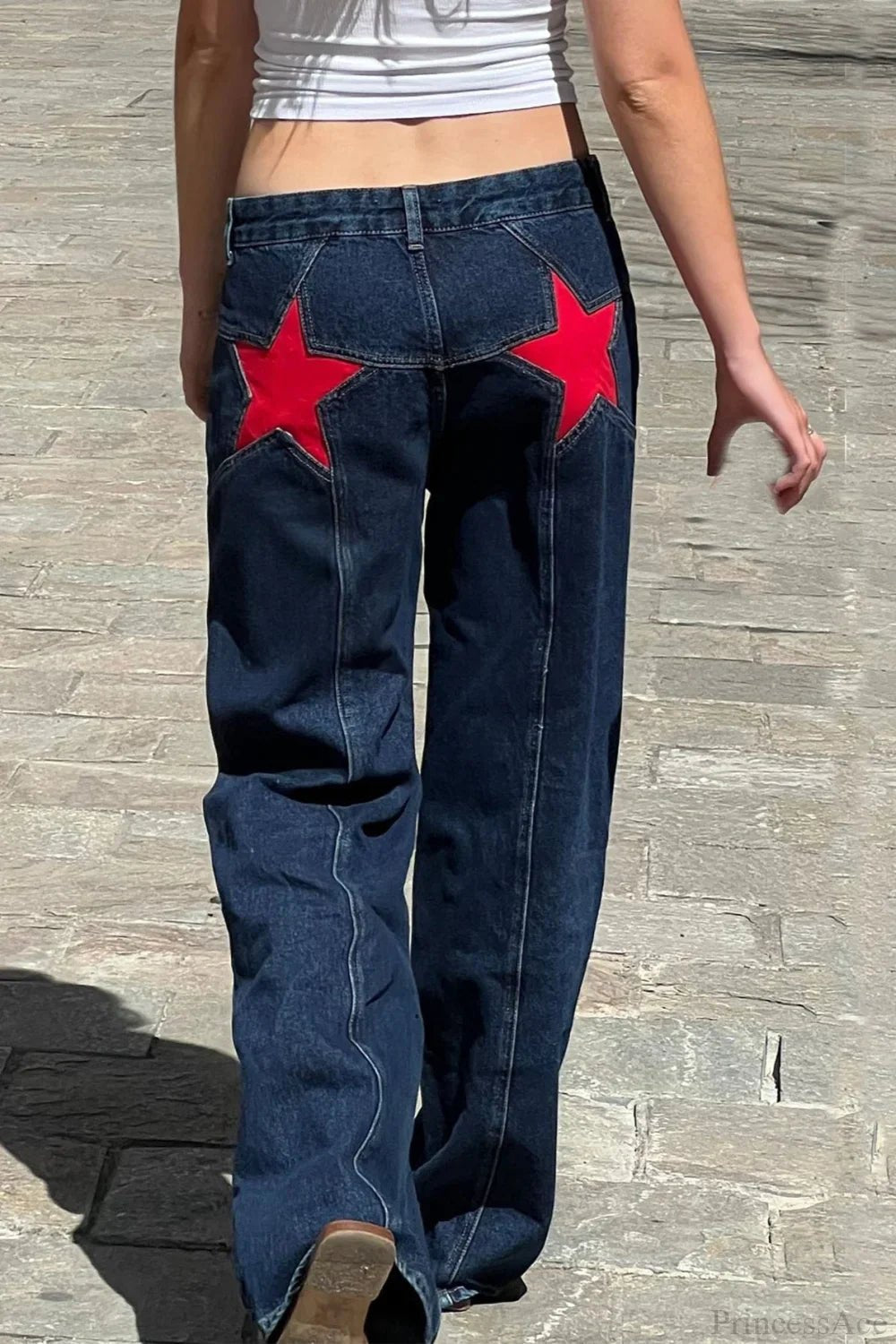 Charlize jeans met sterrenpatchwork en kleurvlakken