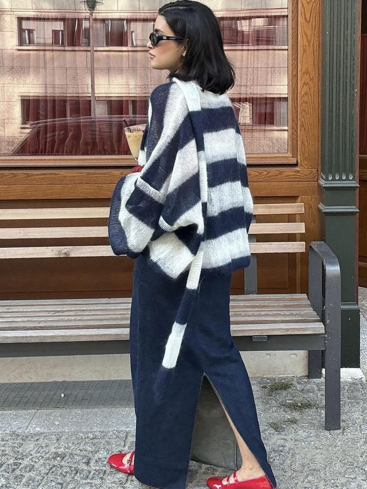 Christel løstsiddende cardigan med striber