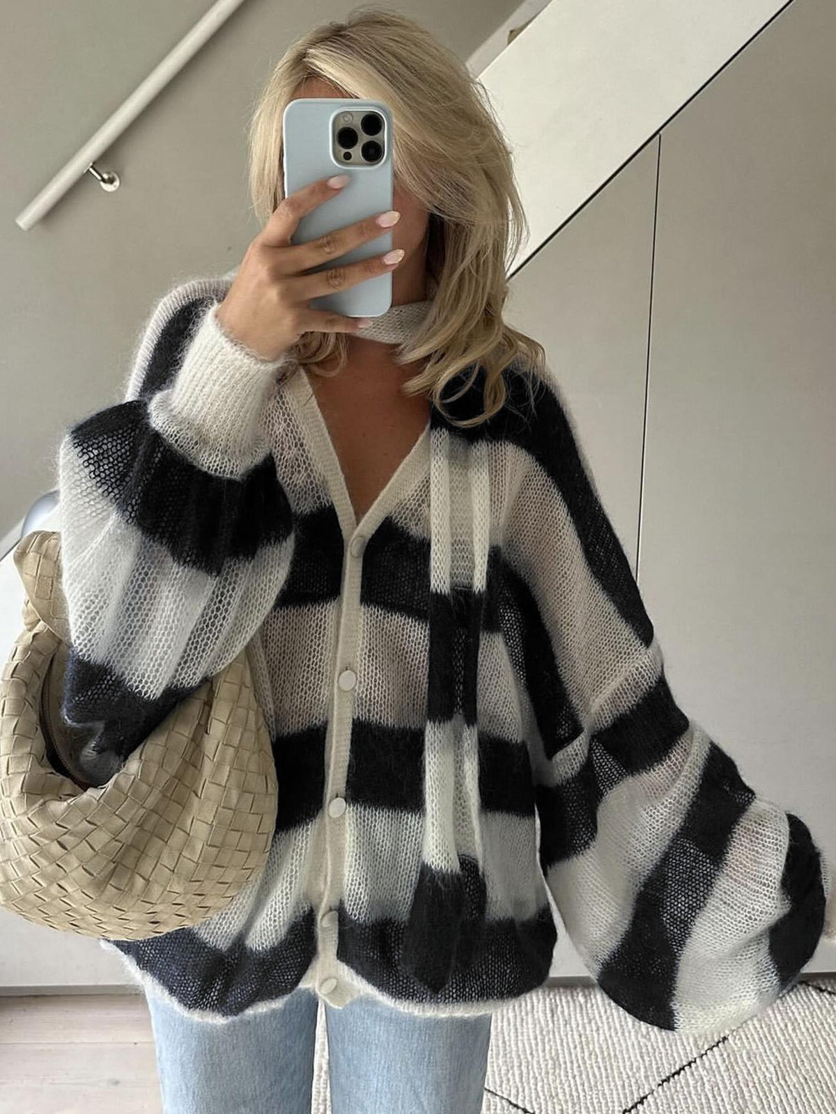 Christel løstsiddende cardigan med striber