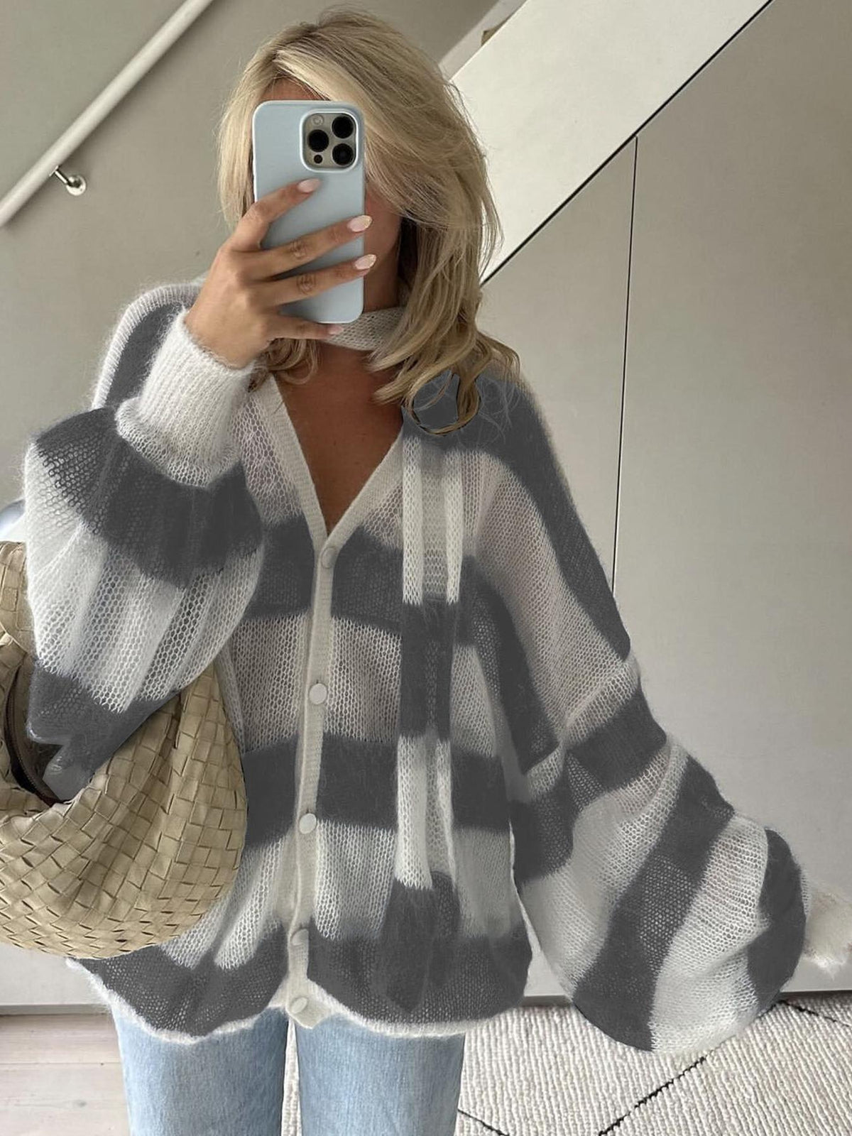 Christel løstsiddende cardigan med striber