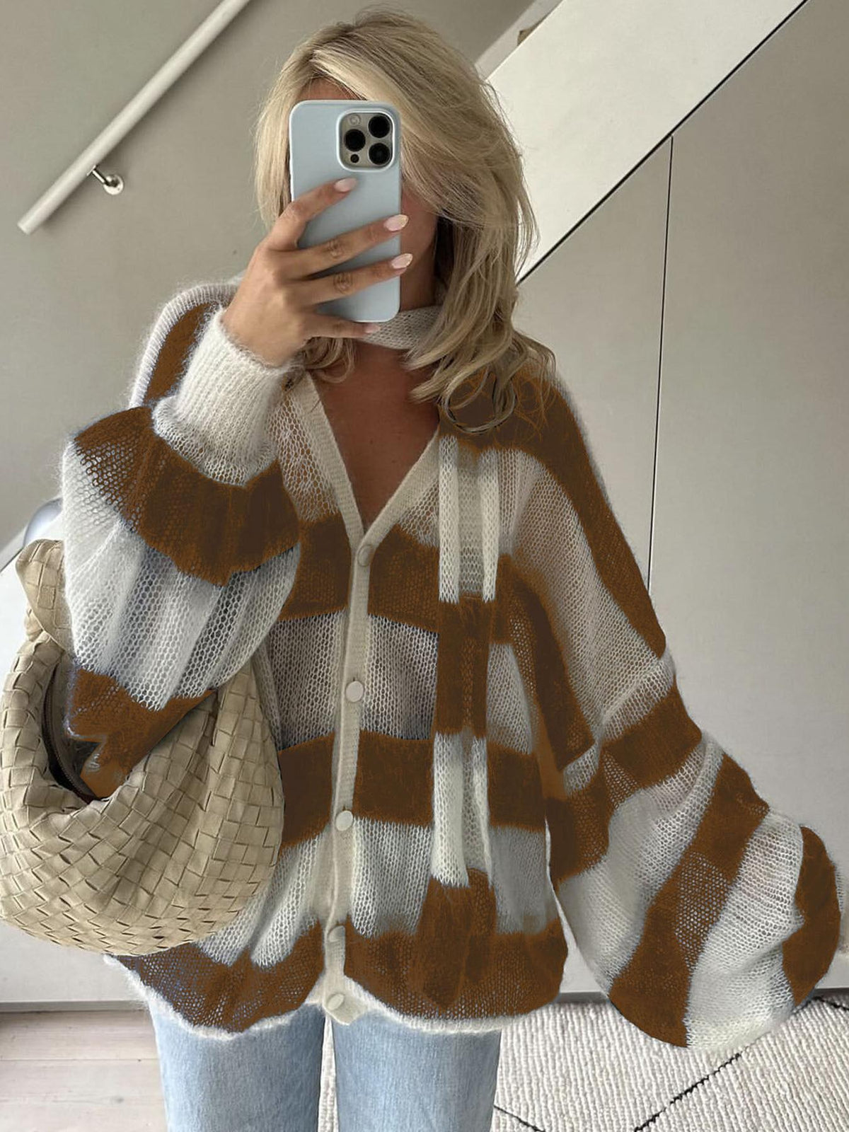 Christel løstsiddende cardigan med striber