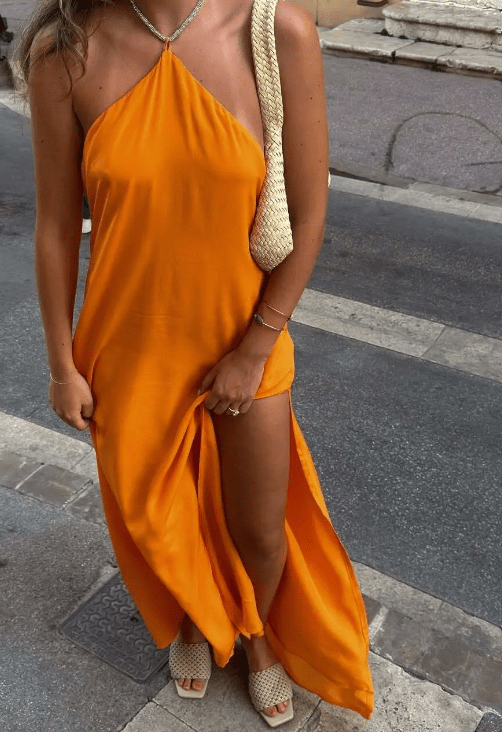 Vestido maxi halter de lentejuelas Claudia