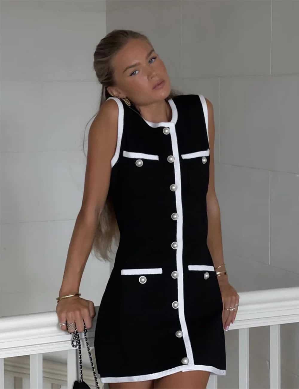 Abito mini smanicato in tricot Claudia