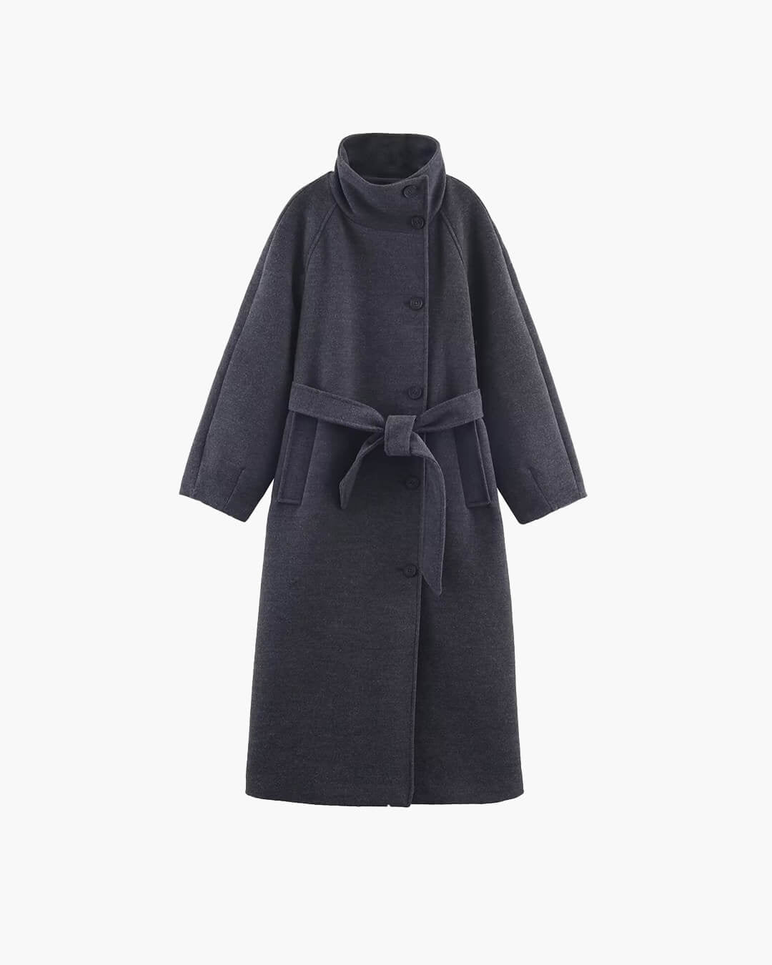 Claudine Long Belted High Collar Coat