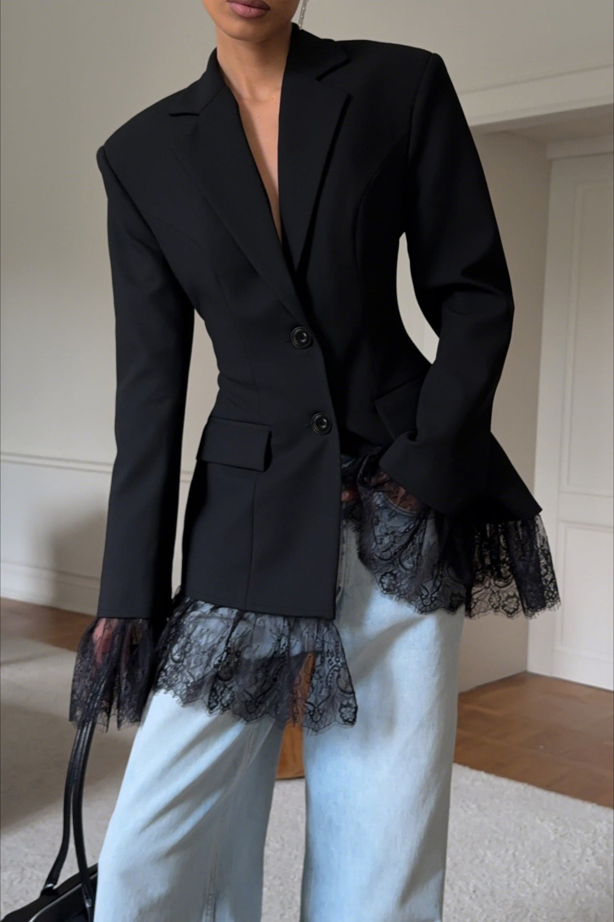 Colbie blazer met kanten afwerking