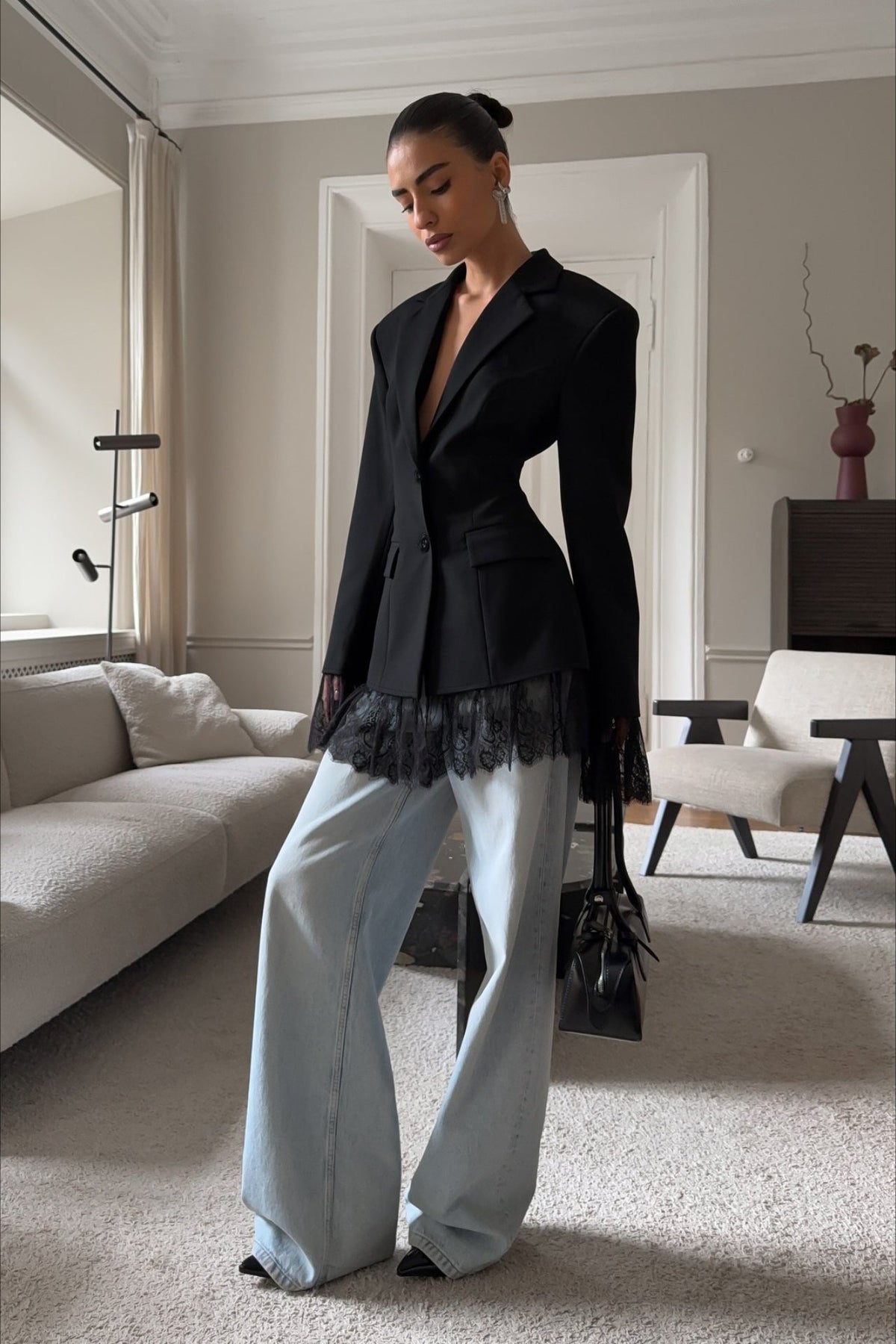 Colbie blazer met kanten afwerking