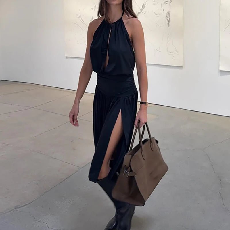 Coralie Halter Hollow-Out Midi Dress