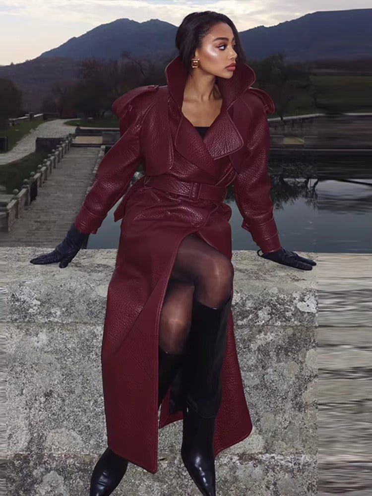 Veste longue en cuir Danica