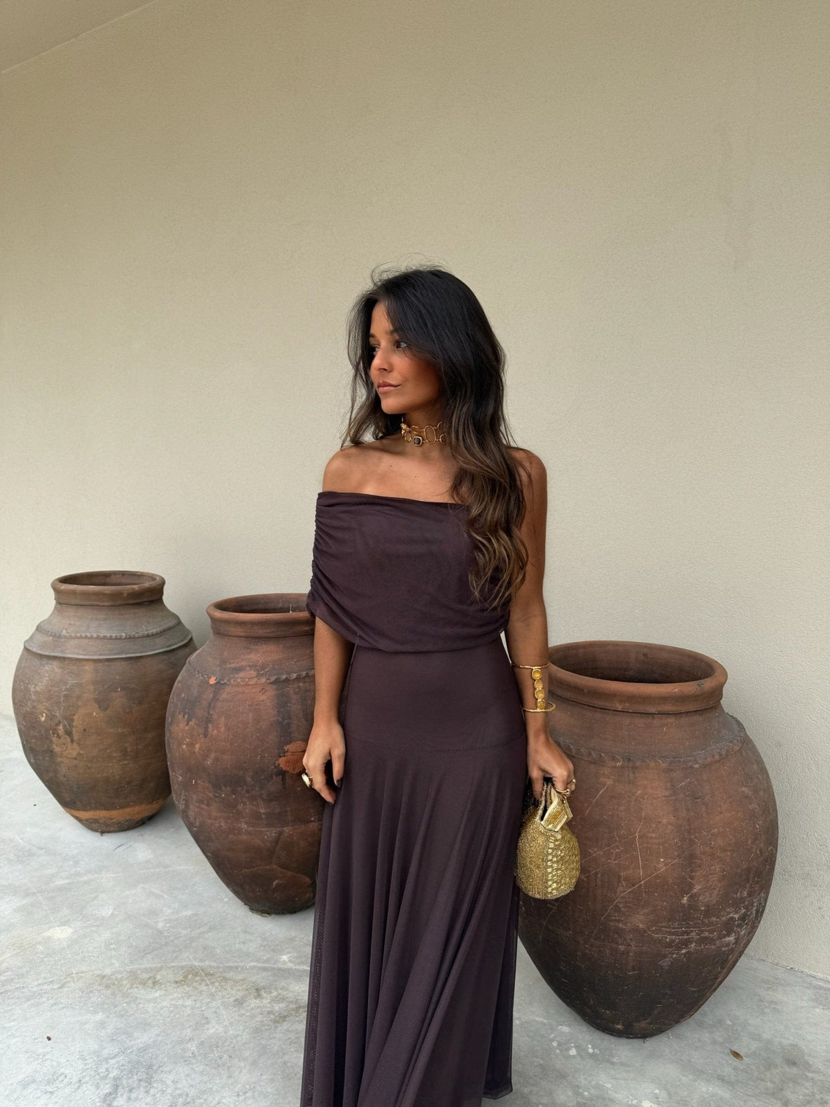 Vestido maxi de malha Daniella