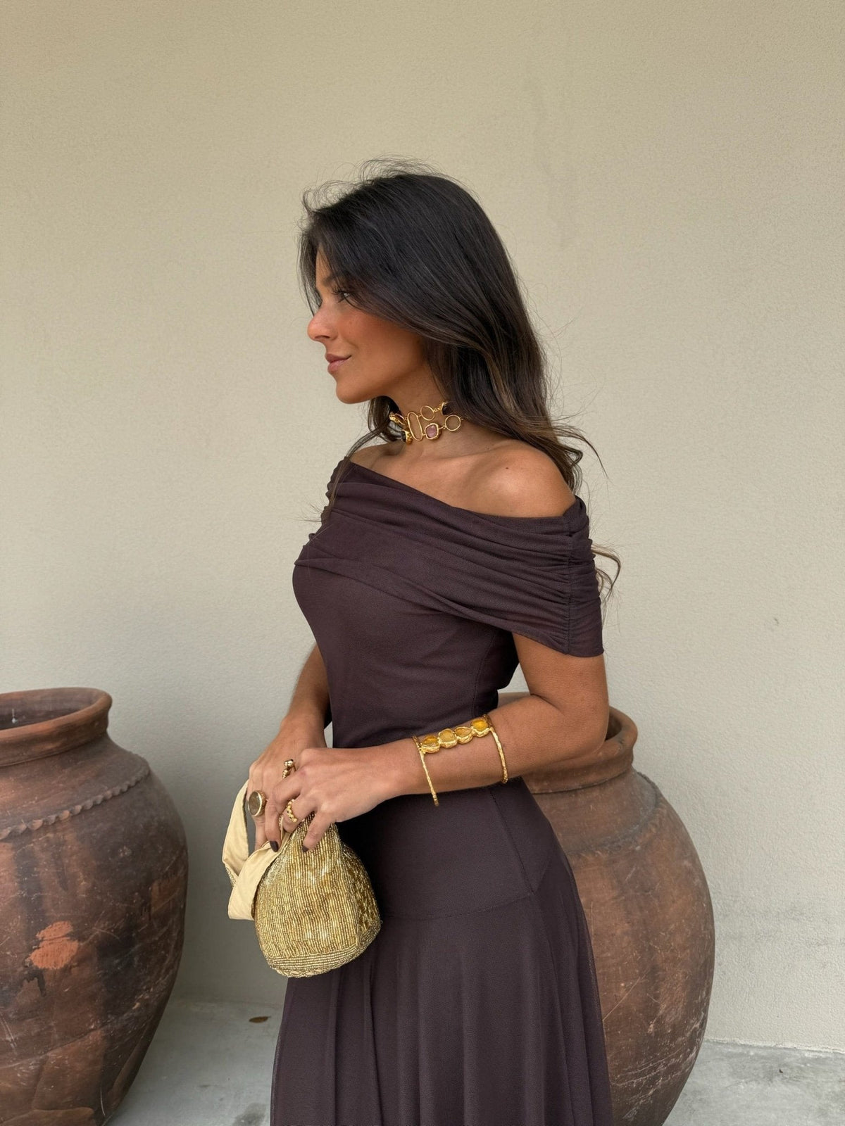 Vestido maxi de malha Daniella