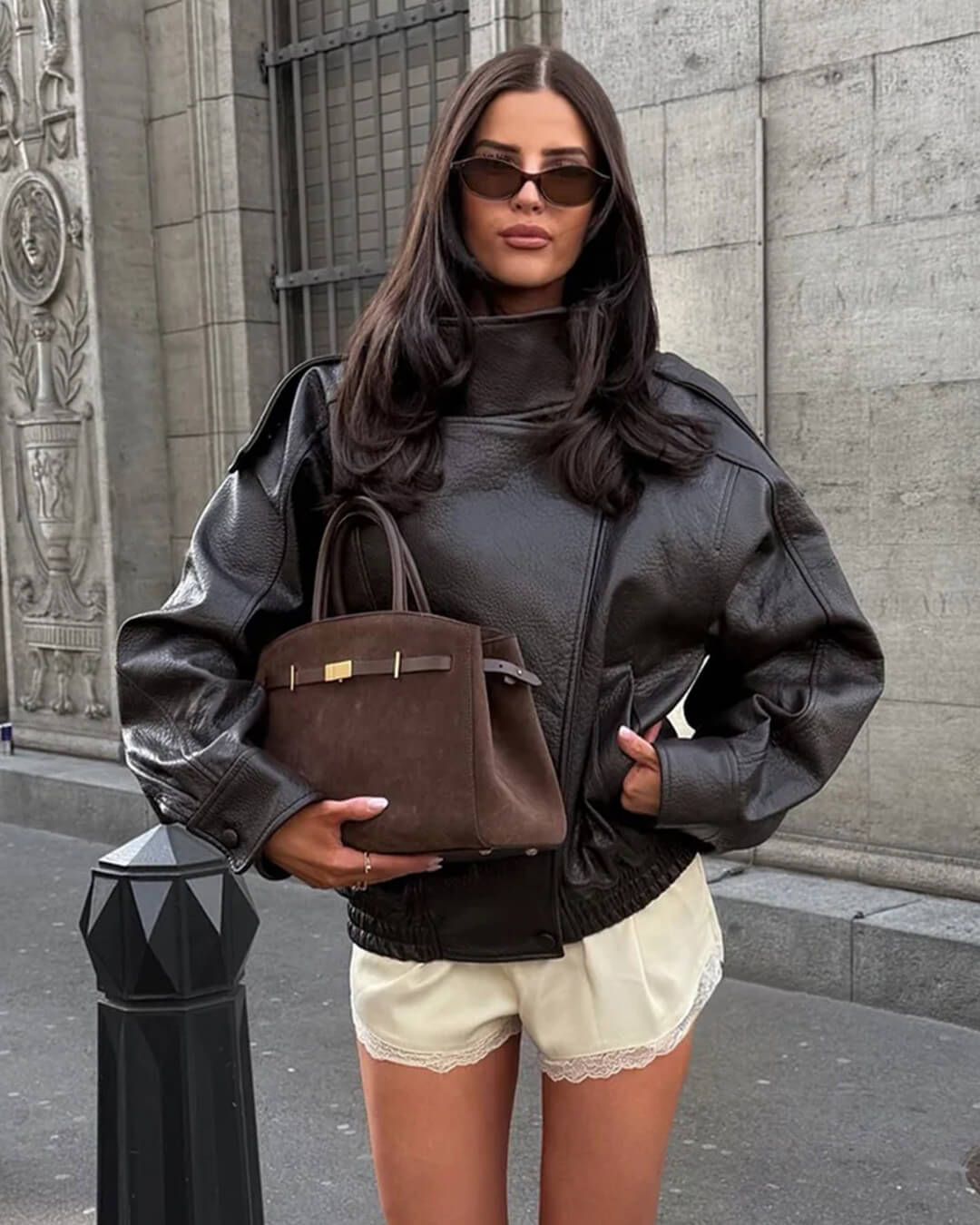 Davina satängminishorts med hög midja