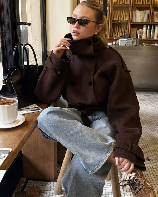 Debbie Stand Collar Short Trench Coat