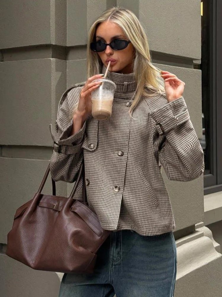 Denise Houndstooth Plaid Jacket