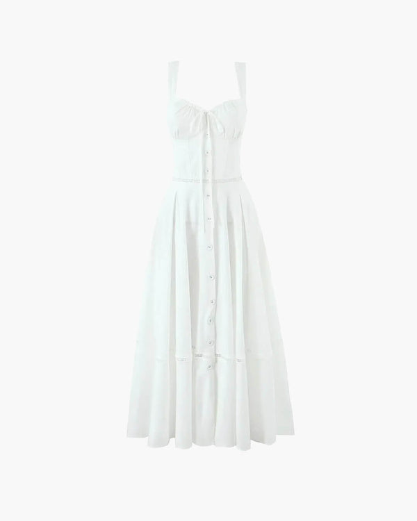 Vestido midi sem mangas com decote em coração Dina