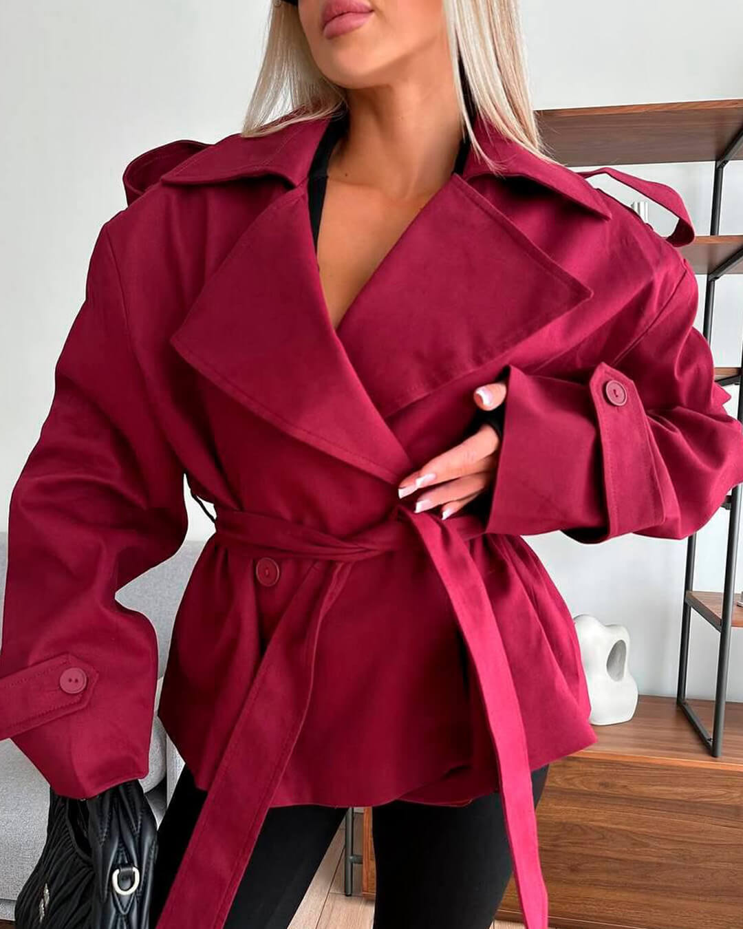 Dorothy korte trenchcoat met vetersluiting
