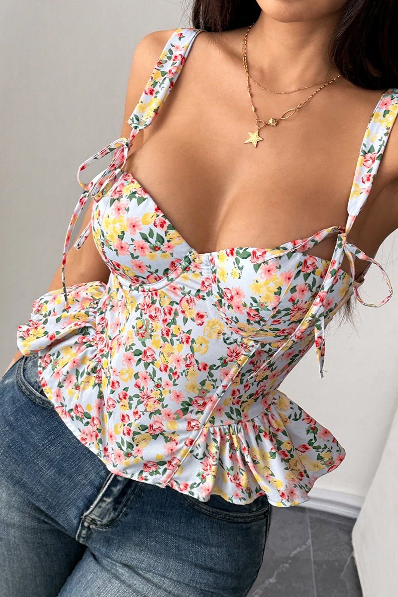 Gebloemde peplumtanktop van Elara