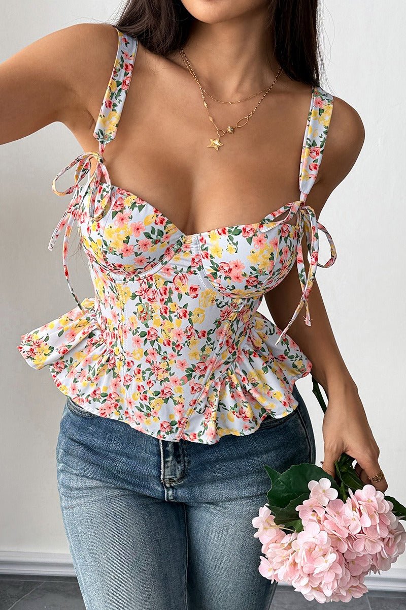 Gebloemde peplumtanktop van Elara