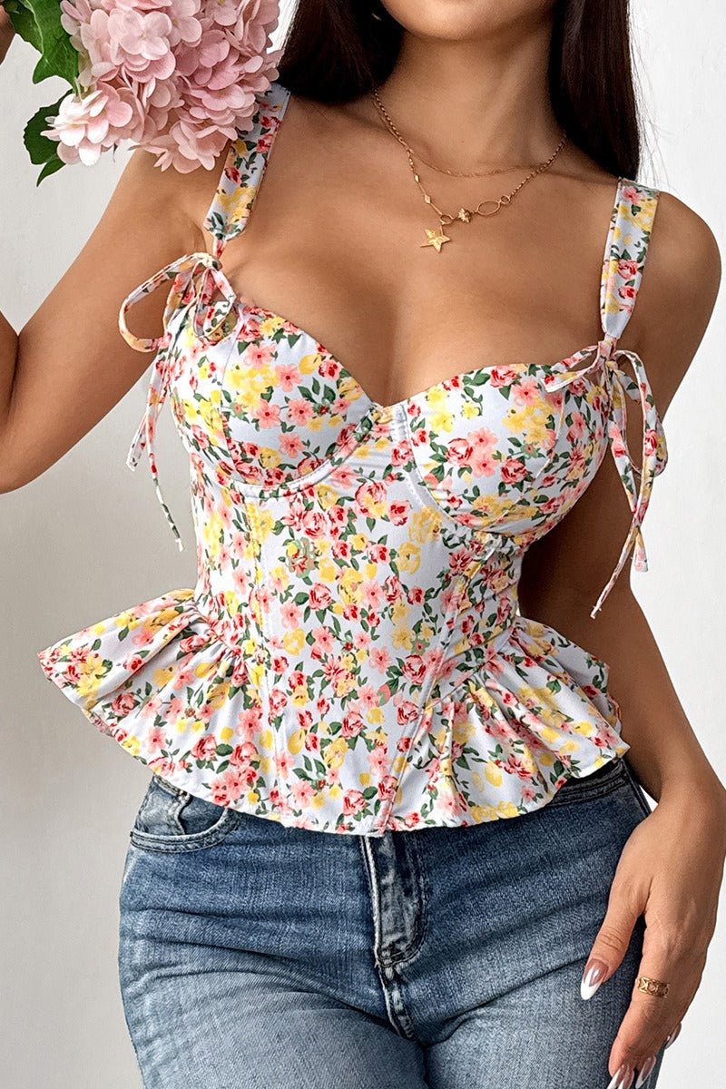 Gebloemde peplumtanktop van Elara
