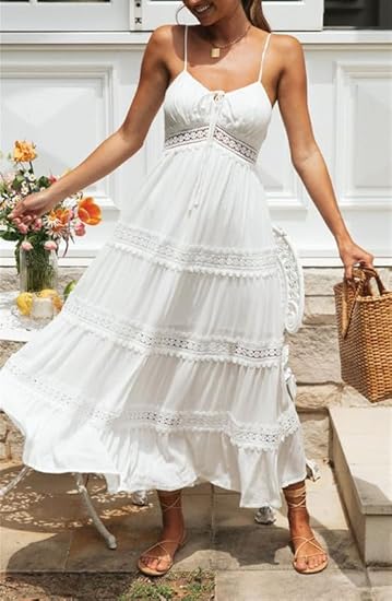Elena mouwloze lange bohemian zomerjurk