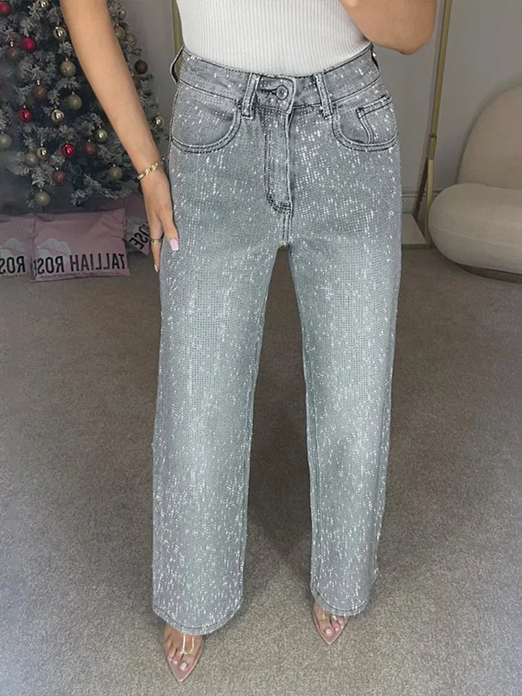 Eliana Jeans med vidde i benene og rhinsten